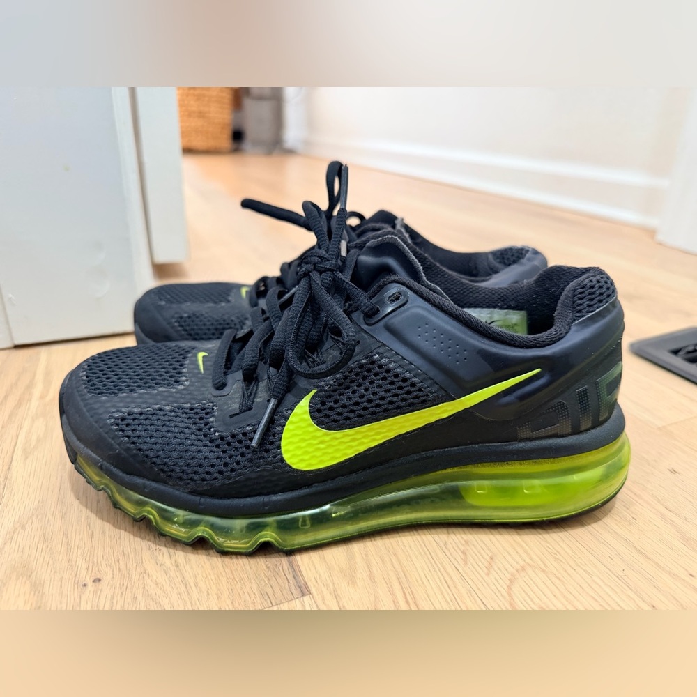 Black and Neon Green Athletic Shoes